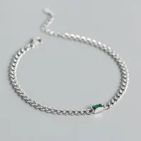 Simple Hollow Chain S925 Silver Emerald Geometric Bracelet sku image 1