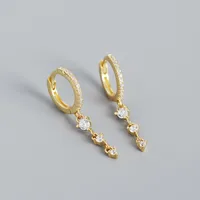 925 Sterling Silver Gem Geometric Earrings sku image 1