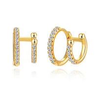 Fashion S925 Silver Needle Double-layer Round Micro-inlaid Zircon Copper Earrings main image 1