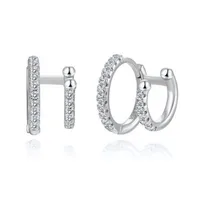 Fashion S925 Silver Needle Double-layer Round Micro-inlaid Zircon Copper Earrings main image 5