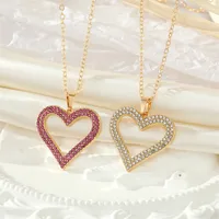 Retro Full Rhinestone Hollow Heart Geometric Heart Necklace Wholesale main image 1