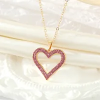 Retro Full Rhinestone Hollow Heart Geometric Heart Necklace Wholesale main image 4