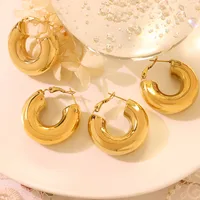 Retro Printing Plating 304 Stainless Steel No Inlaid 18K Gold Plated Earrings main image 1