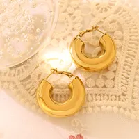 Retro Printing Plating 304 Stainless Steel No Inlaid 18K Gold Plated Earrings main image 2