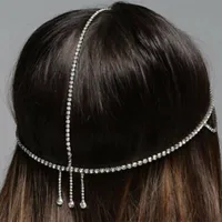 European And American Fashion Rhinestone Hair Chain Retro Water Drop Forehead Chain main image 3