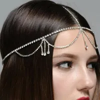 European And American Fashion Rhinestone Hair Chain Retro Water Drop Forehead Chain main image 4