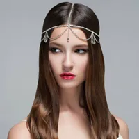 European And American Fashion Rhinestone Hair Chain Retro Water Drop Forehead Chain main image 5