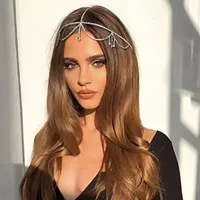 European And American Fashion Rhinestone Hair Chain Retro Water Drop Forehead Chain sku image 1