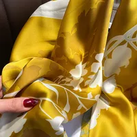 Spring And Summer New Floral Simulation Silk Satin 90cm Rolled Edge Square Scarf main image 4