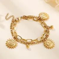 European And American Fashion Double-layer Titanium Steel Sun Pendant Bracelet Wholesale main image 1