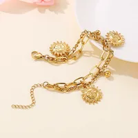 European And American Fashion Double-layer Titanium Steel Sun Pendant Bracelet Wholesale main image 2
