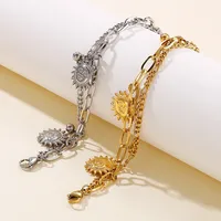 European And American Fashion Double-layer Titanium Steel Sun Pendant Bracelet Wholesale main image 4
