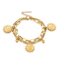 European And American Fashion Double-layer Titanium Steel Sun Pendant Bracelet Wholesale main image 5