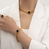 Wholesale Jewelry Simple Style Geometric 304 Stainless Steel Acrylic 18K Gold Plated Stoving Varnish Necklace main image 1