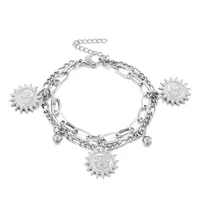 European And American Fashion Double-layer Titanium Steel Sun Pendant Bracelet Wholesale sku image 2