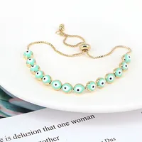 Bohemian Melange Demon Eye Ladies Copper Bracelet Ethnic Adjustable Bracelet Hand Jewelry sku image 2