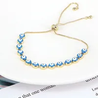 Bohemian Melange Demon Eye Ladies Copper Bracelet Ethnic Adjustable Bracelet Hand Jewelry sku image 3