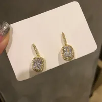 Fashion Simplicity Flashing Diamond Imitation Emerald Hypoallergenic Earrings sku image 2