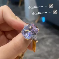 Fashionable Geometric Blue Diamond Triangle Inlaid Zircon Ring main image 2