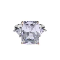 Fashionable Geometric Blue Diamond Triangle Inlaid Zircon Ring main image 5