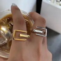 Simple Letter E Shape Fashion Design Punk Geometric Ring main image 1