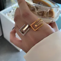 Simple Letter E Shape Fashion Design Punk Geometric Ring main image 2