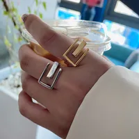 Simple Letter E Shape Fashion Design Punk Geometric Ring main image 3