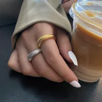 French Croissant Geometric Design Opening Adjustable Index Finger Ring main image 3