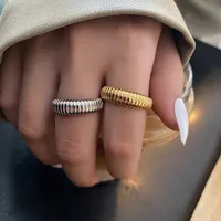 French Croissant Geometric Design Opening Adjustable Index Finger Ring main image 4