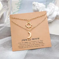 Gold Sun Moon Stainless Steel Clavicle Chain European And American Couple Card Necklace main image 1