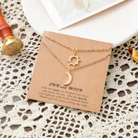 Gold Sun Moon Stainless Steel Clavicle Chain European And American Couple Card Necklace main image 2