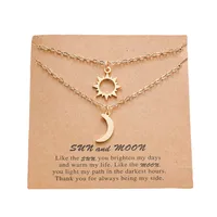 Gold Sun Moon Stainless Steel Clavicle Chain European And American Couple Card Necklace main image 5
