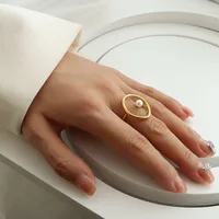 Wholesale Jewelry Lady Geometric 304 Stainless Steel Pearl 18K Gold Plated Plating main image 1