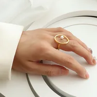 Wholesale Jewelry Lady Geometric 304 Stainless Steel Pearl 18K Gold Plated Plating main image 2