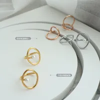 Wholesale Jewelry Lady Geometric 304 Stainless Steel Pearl 18K Gold Plated Plating main image 3