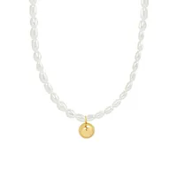 Retro Niche Design Freshwater Pearl Steel Ball Pendant Titanium Steel Plated 18k Real Gold Necklace main image 5