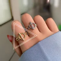 Fashion Circle Geometric Zircon Studded Index Finger Ring sku image 1