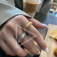 French Croissant Geometric Design Opening Adjustable Index Finger Ring sku image 2