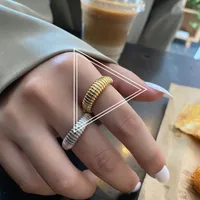 French Croissant Geometric Design Opening Adjustable Index Finger Ring sku image 1