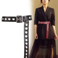 European And American Fashion Big Eyelet Square Buckle Corset Pin Buckle Pu Belt main image 1