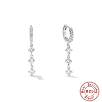 1 Pair 925 Sterling Silver Zircon Square Earrings main image 5