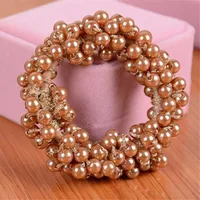 Pure Color Artificial Pearl Elastic Hair Rope sku image 2