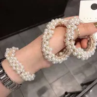 Pure Color Artificial Pearl Elastic Hair Rope main image 4