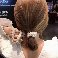 Pure Color Artificial Pearl Elastic Hair Rope main image 6
