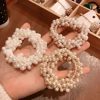Pure Color Artificial Pearl Elastic Hair Rope main image 8