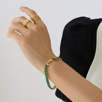 French Style Geometric Titanium Steel Splicing Zircon Bracelets Necklace sku image 14