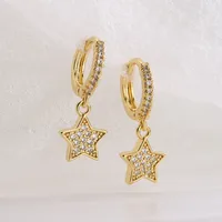 Fashion Star Copper Gold Plated Zircon Earrings 1 Pair main image 2