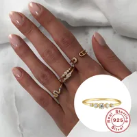 Fashion Round Sterling Silver Inlay Zircon Rings 1 Piece main image 2