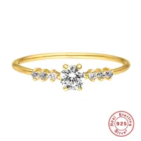 Fashion Round Sterling Silver Inlay Zircon Rings 1 Piece sku image 9