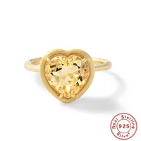 925 Sterling Silver Artificial Gemstones Heart Shape Open Ring sku image 4